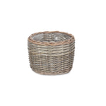 Wicker Round Antique Wash Planter | Medium
