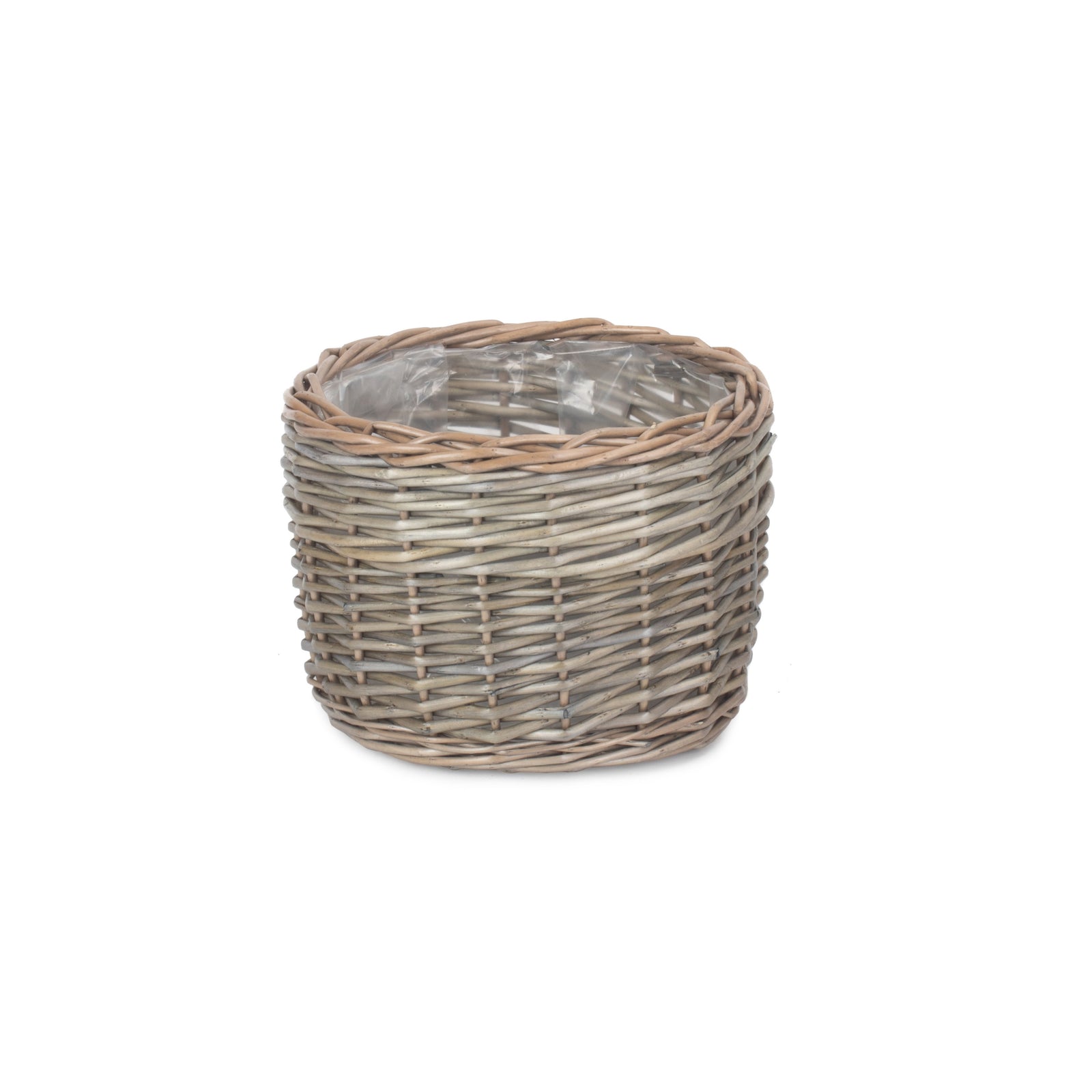 Wicker Round Antique Wash Planter | Medium