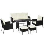 Rattan Garden Furniture Set W/2 Armchairs Sofa 2 Footstools | White