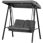 2 Seater Swing Chair, Adjustable Canopy, Dark Grey | Dark Gray