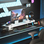 Dual Monitor Stand Riser With Adjustable Length And Angle | One Size | White