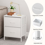 Bedside Table 2 Fabric Drawer Nightstand Shelf Storage Furniture Cabinet | White