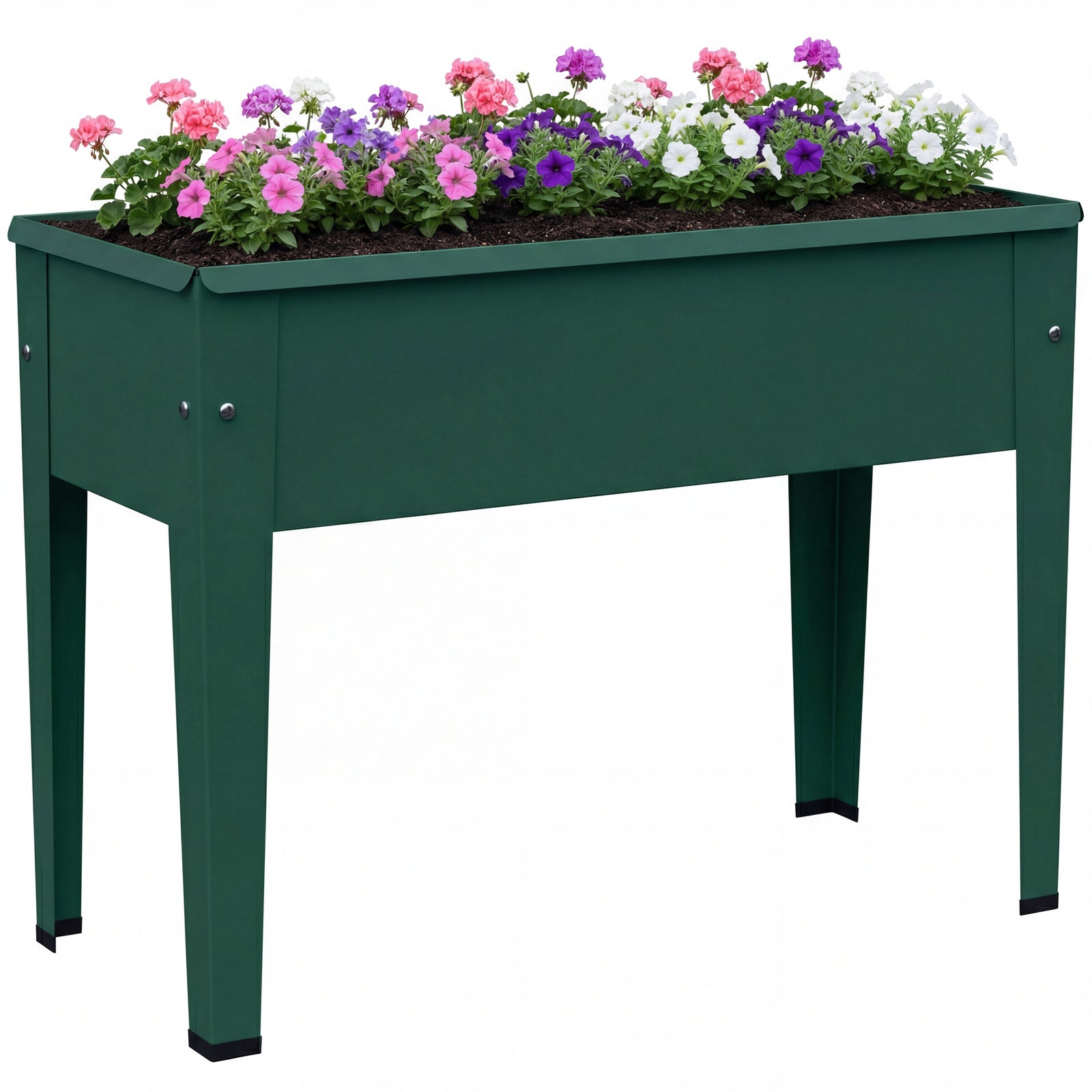 Raised Planter, Metal Raised Garden Bed On Legs With Drainage Hole | Green