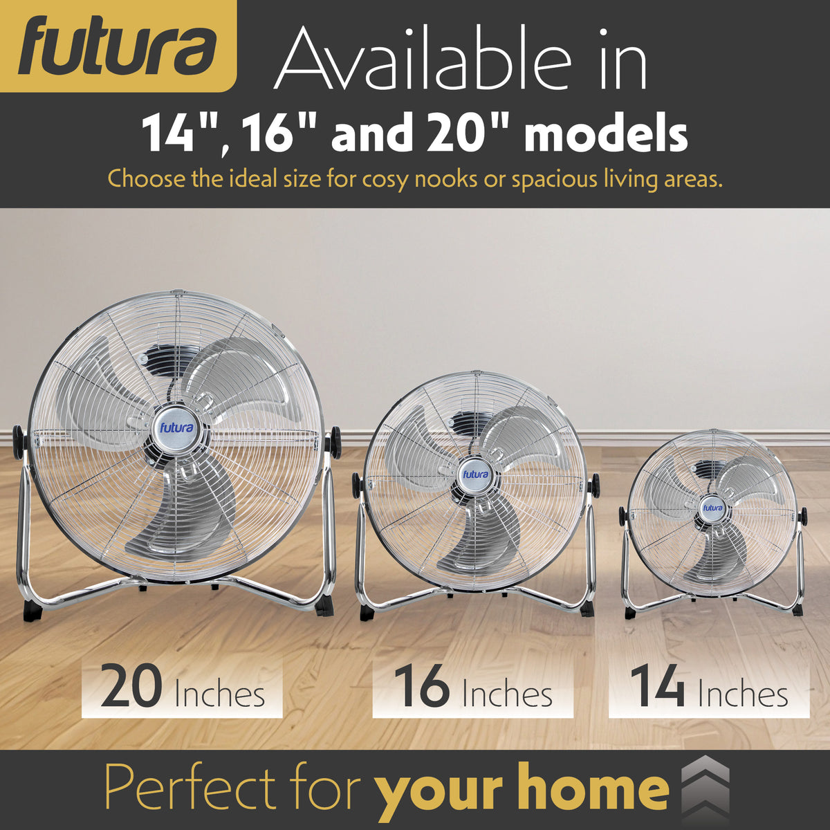 Floor Fan High Velocity Portable Chrome Fan Adjustable 3 Speed Standing Industrial Large Cooling Metal Gym Fan | 20" | Silver
