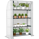Mini Greenhouse Indoor Outdoor Green House With Pe Cover, White