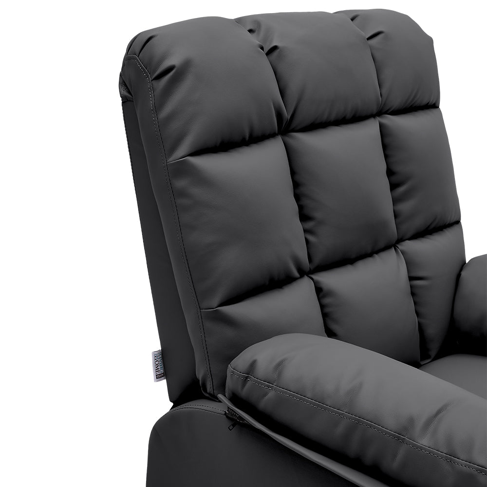 Faux Leather Recliner Armchair Modern Upholstered Lounge Chair With Adjustable Backrest & Footrest | Black
