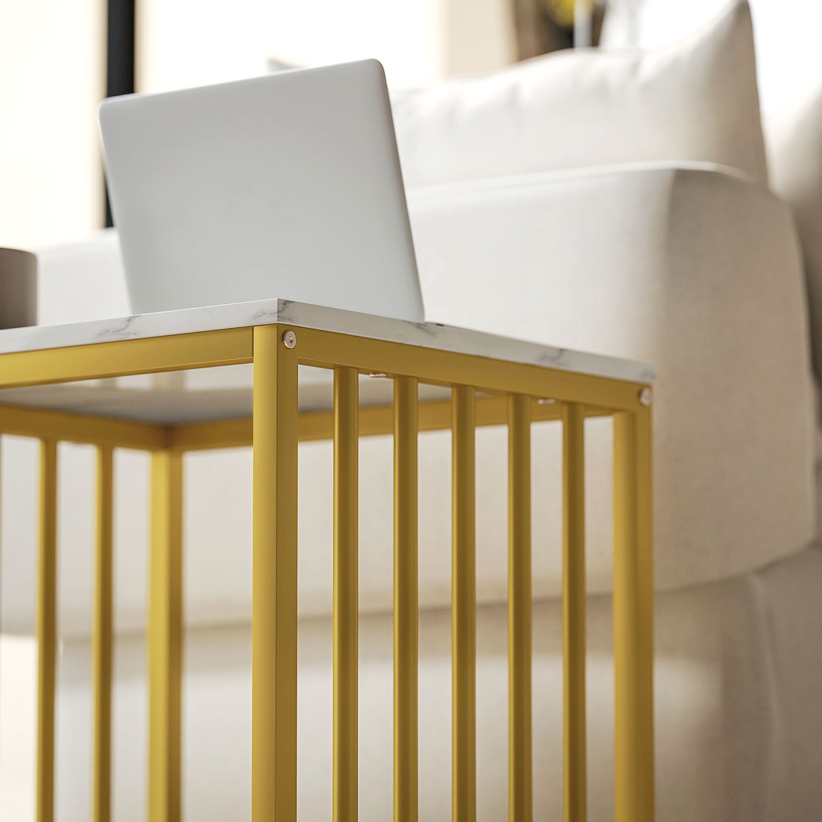 Coffee Table Set, Marble-effect, Steel Frame
