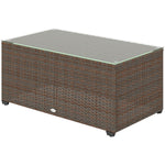 Outdoor Coffee Table, Glass Top Rattan Side Table | Brown