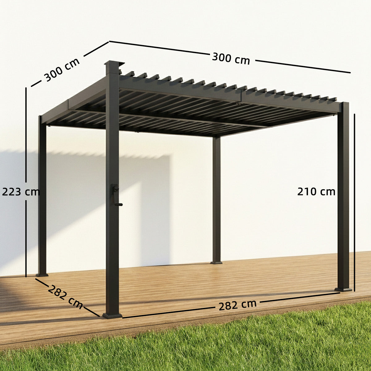 3 X 3 M Louvered Pergola W/ Solar Led Lights, Patio Gazebo Pergola