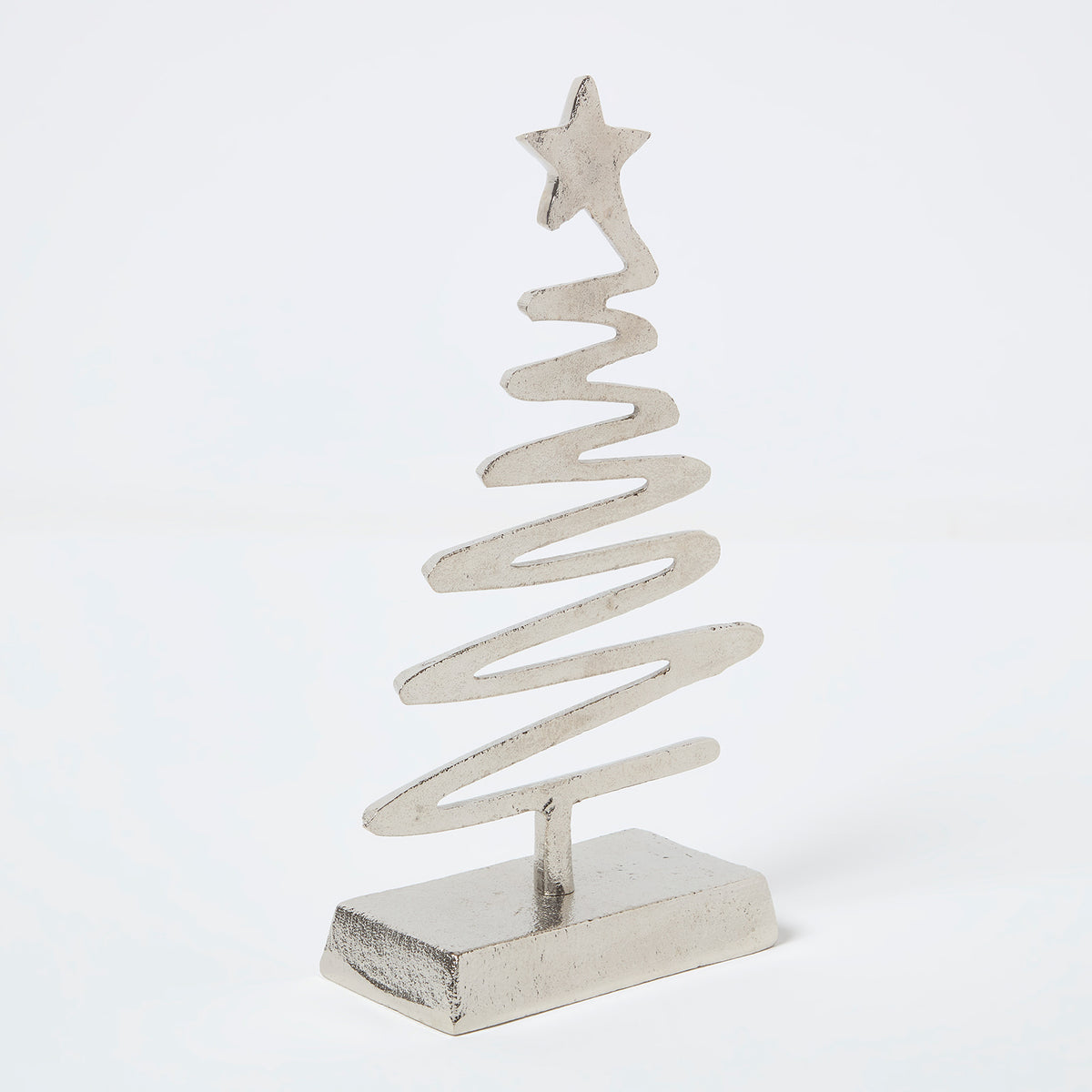 HOMESCAPES Silver Coiled Tree Ornament With Star