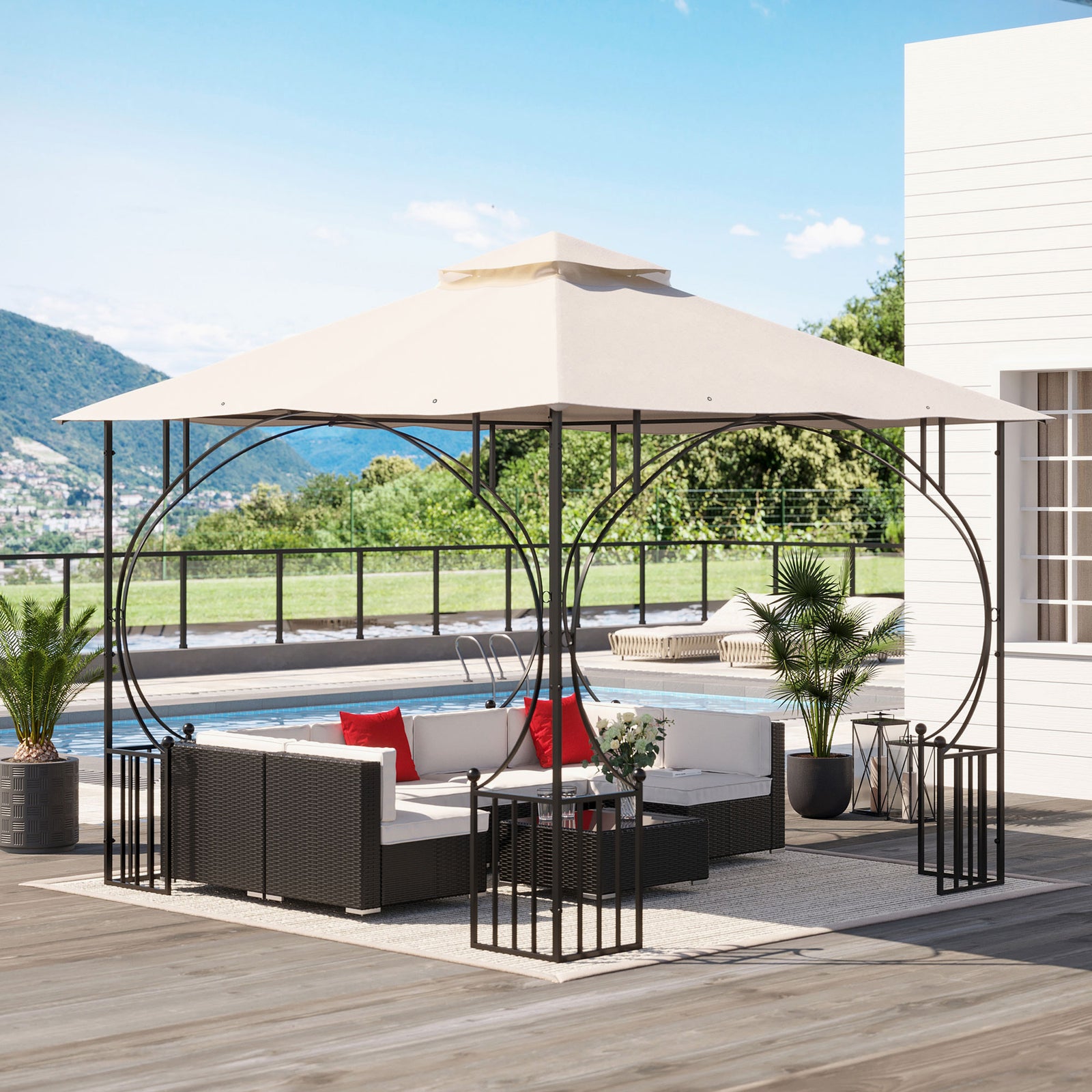 Gazebo Canopy Replacement Cover 3 X 3(m) 2-tier Roof Top