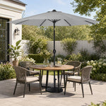 3m Garden Parasol Adjustable Tilting Parasol With Crank Handle With Classic Design Heavy-duty Round Base | One Size | Light Grey