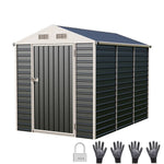 6x8 Ft Heavy-Duty Metal Apex Roof Garden Storage Shed – Durable Steel Frame, 4 Vents & Lockable Door Outdoor Tool House