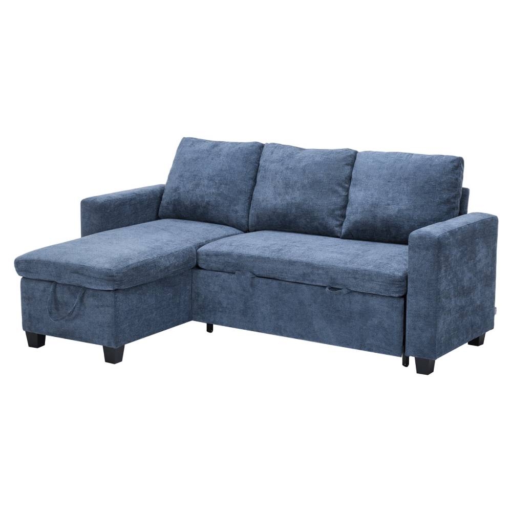 Breeins Blue Chenille Sofa Bed With Storage, Convertible Sleeper Sofa Couch For Living Room
