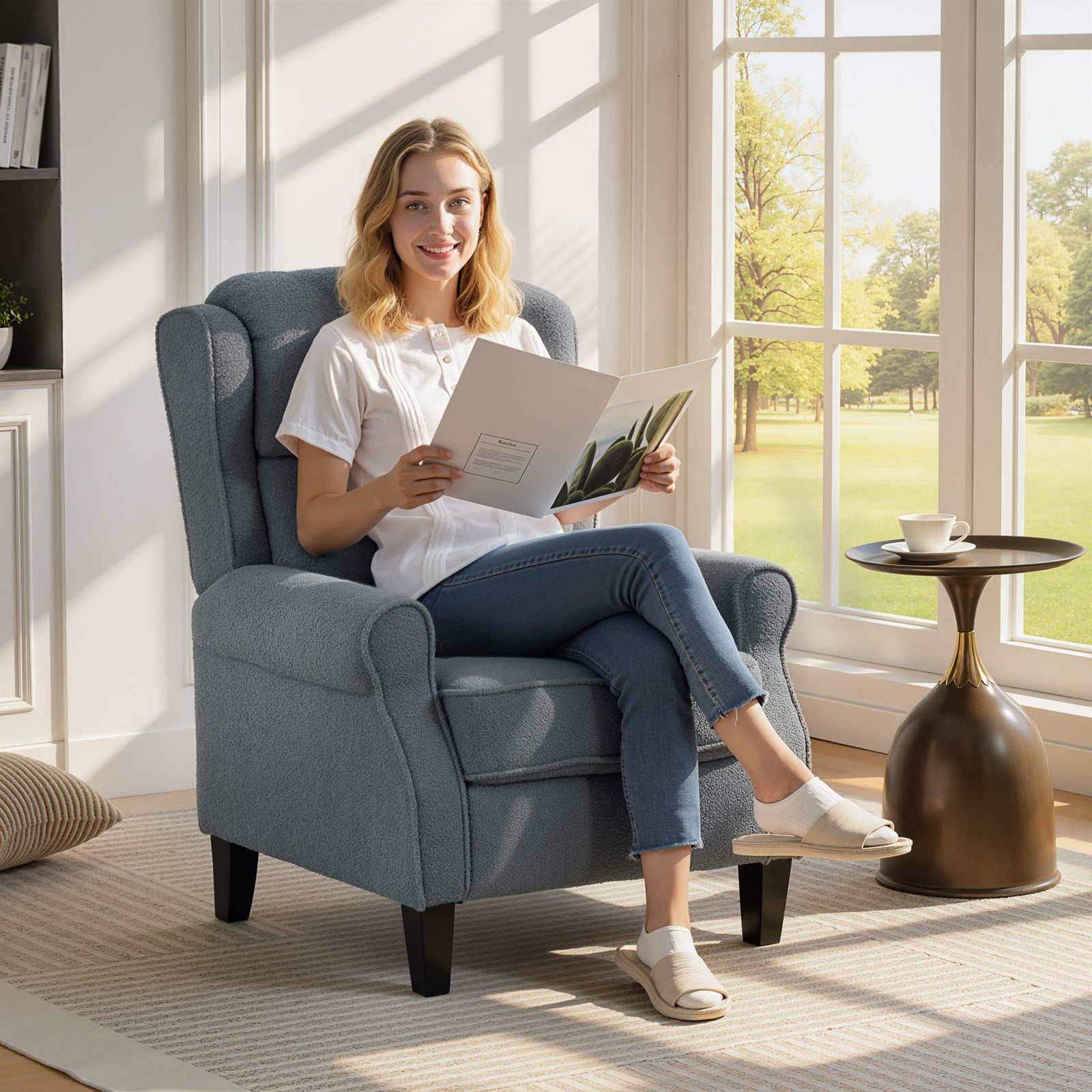 Recliner Armchair, Fabric Recliner Chair | Grey