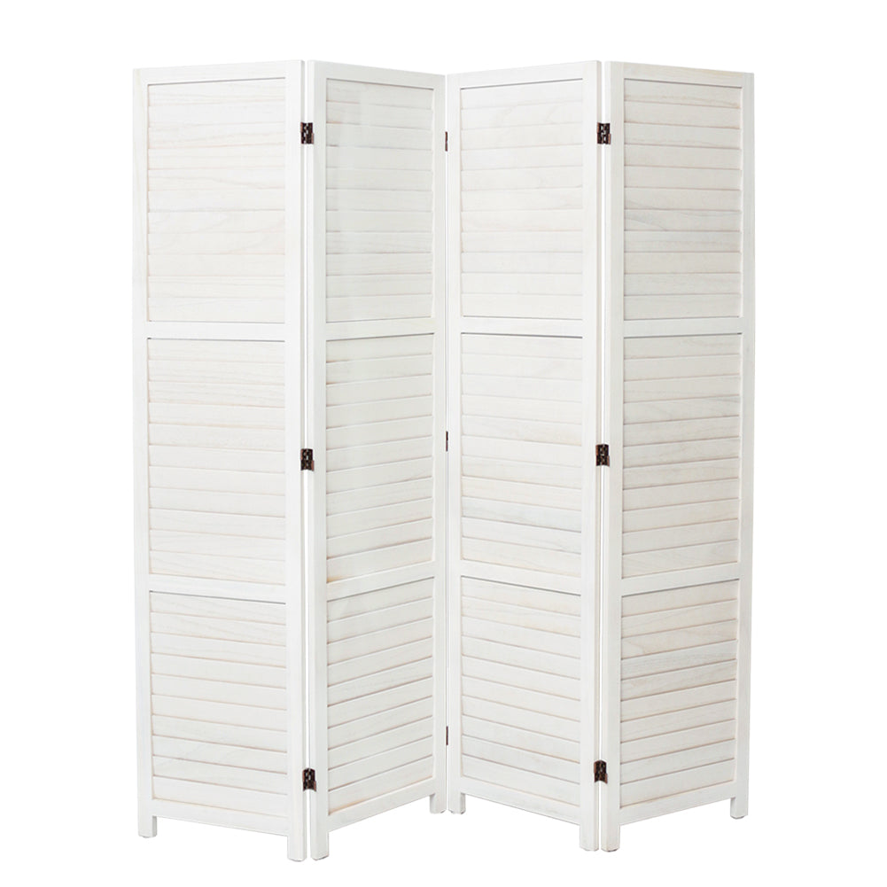 4/6-panel Foldable Room Divider – White Paulownia Wood Screen With Flexible Angles | Small