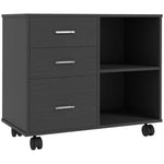 Freestanding Storage Cabinet W/ 3 Drawers 2 Shelves 4 Wheels | One Size | Black