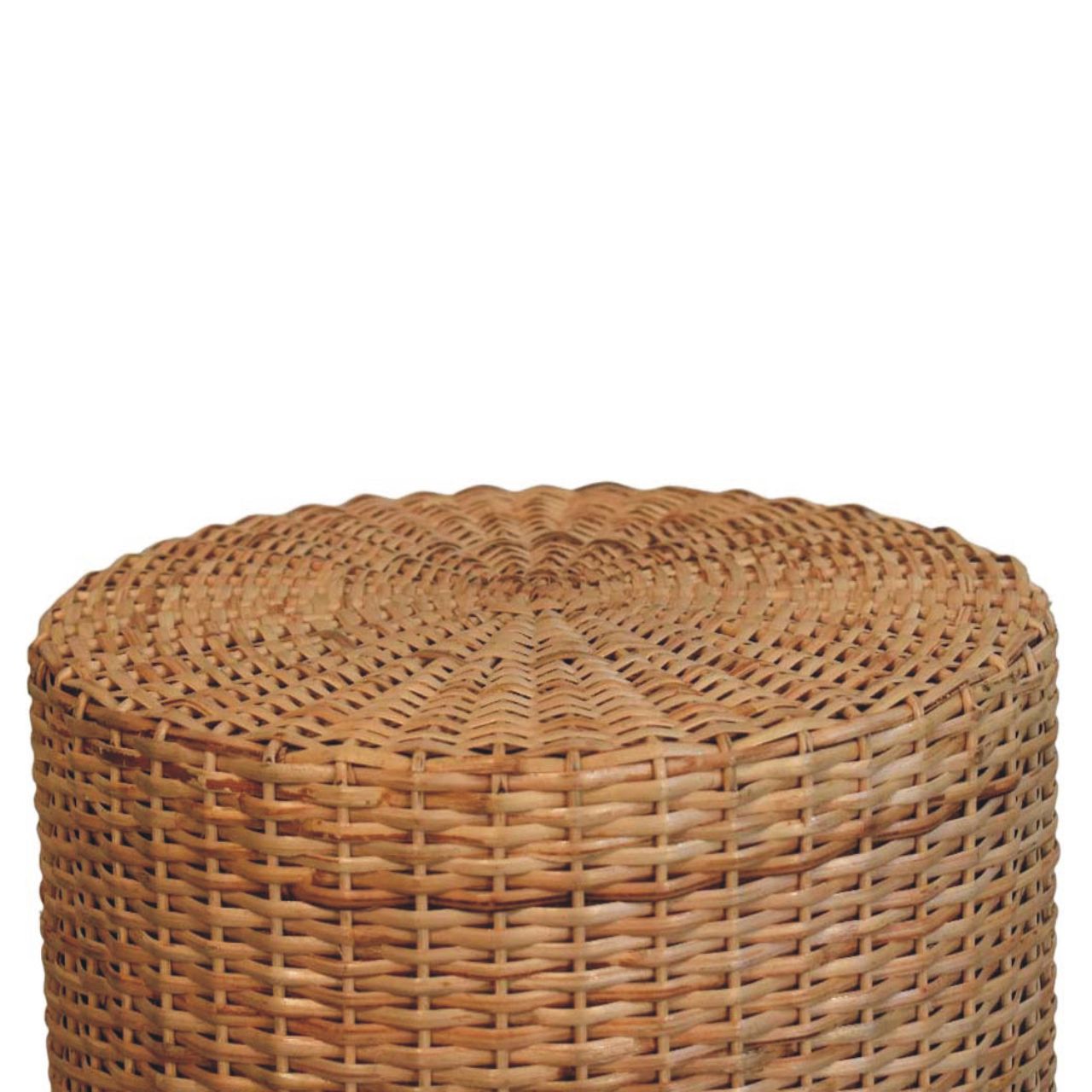 Solid Wood Regency Round Woven Stool, Light Brown