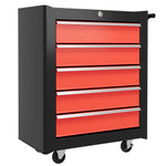 5-drawer Tool Cabinet With Wheels, Lockable | Red