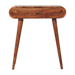Solid Wood Mini Honey Caramel Dressing Table With Foldable Mirror