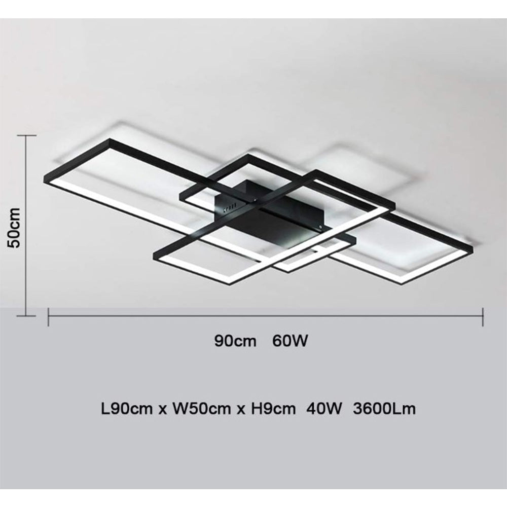 Modern 40w Integrated Led Square Ceiling Light | One Size | Black