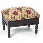Storage Footstool Floral Fabric Lid Wooden Frame