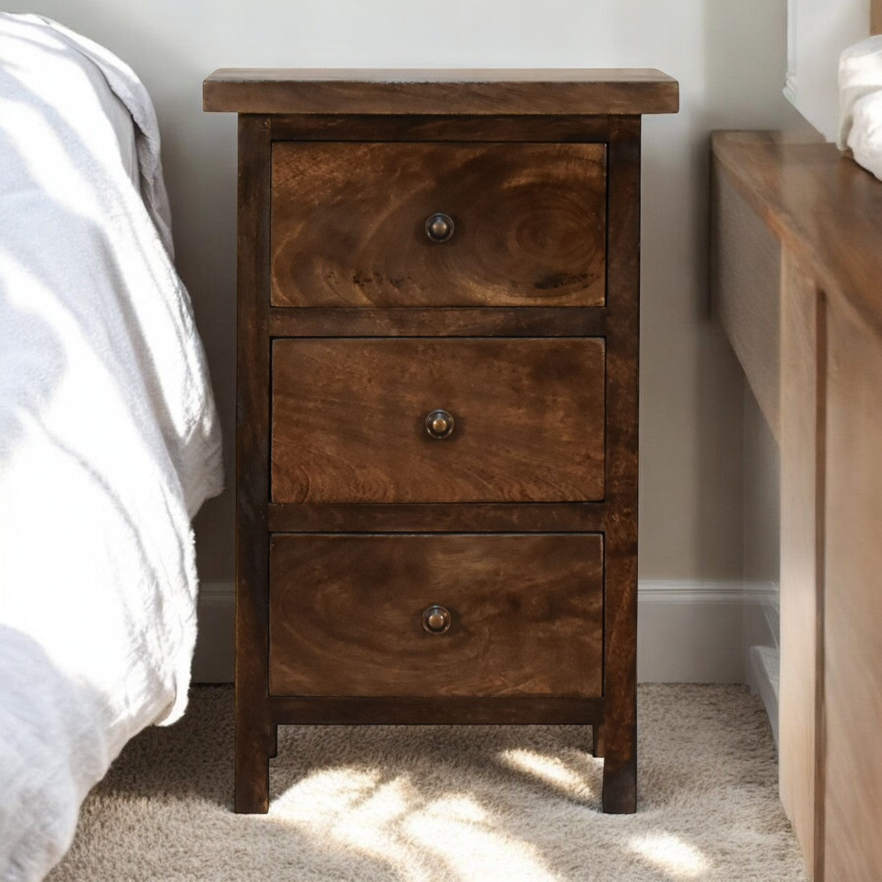 Solid Wood Mini Classic Grey Country Bedside