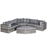 6 Pcs Outdoor Rattan Sofa Set Conversation Cushions