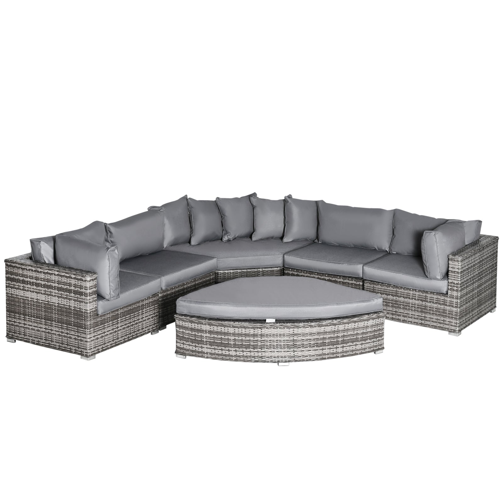 6 Pcs Outdoor Rattan Sofa Set Conversation Cushions