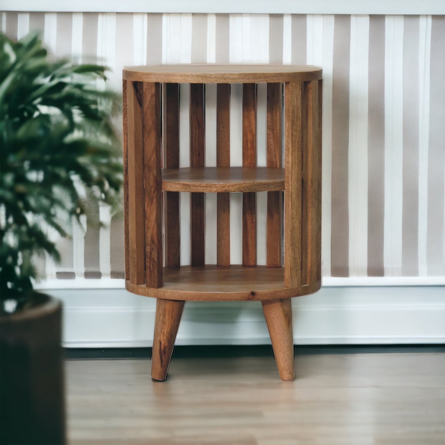 Solid Wood Ariella Double Shelf Oak-ish Bedside