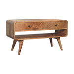 Solid Wood Reverse Curve Oak-ish Media Unit