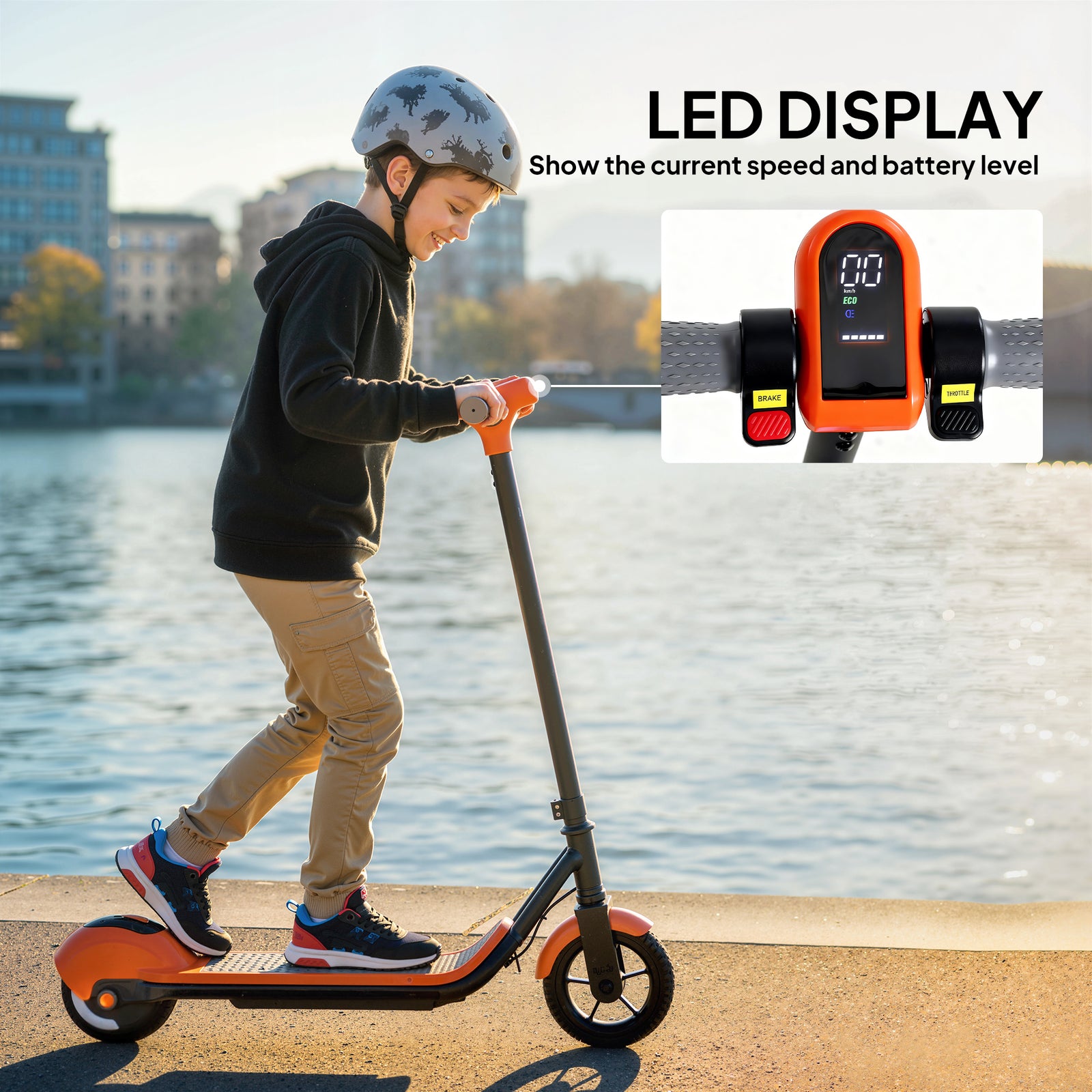 Electric Scooter, Lightweight E Scooter With Led Display | Orange