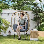 Rattan Garden Egg Chair With Thickened Cushion, Headrest | Brown