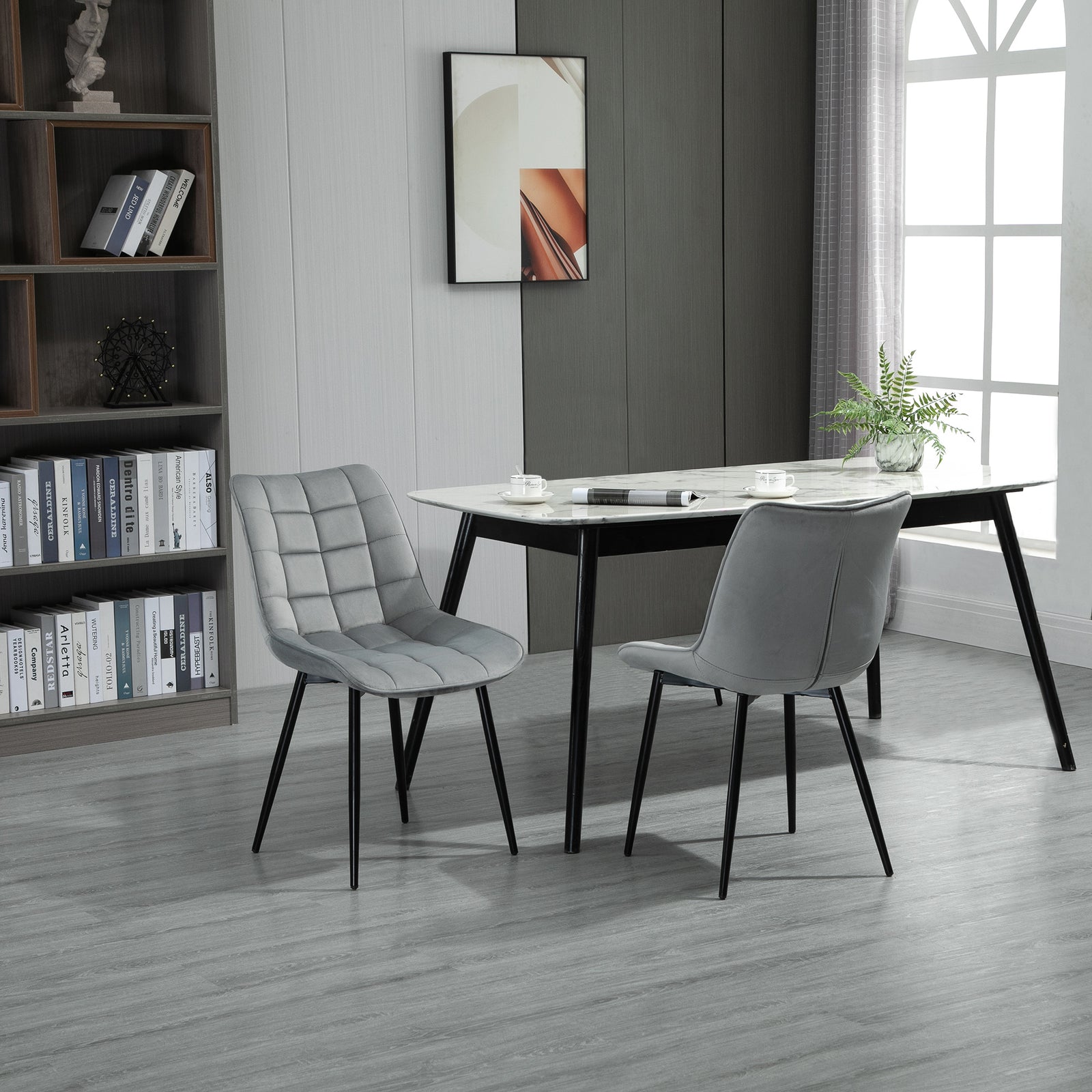HOMCOM Velvet Dining Chairs With Metal Legs