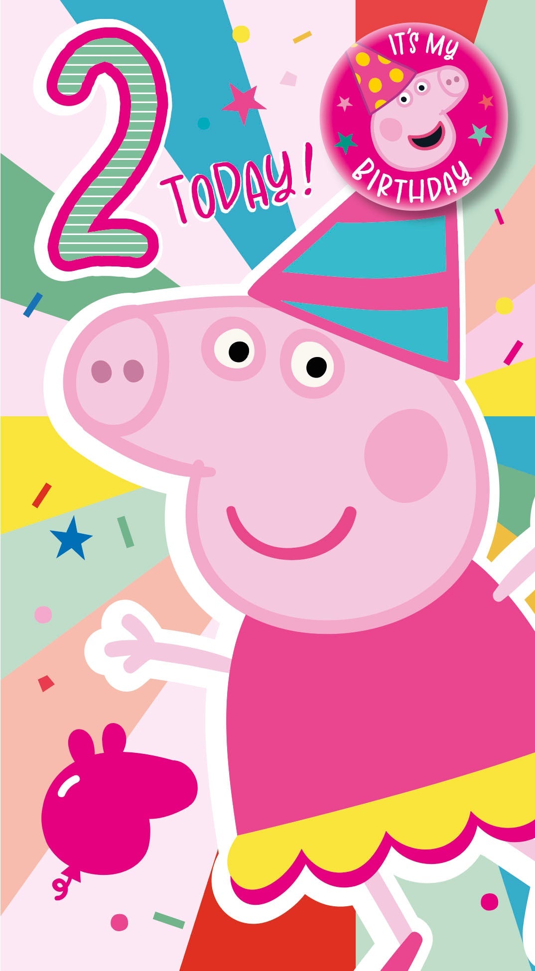 Peppa Pig Age 2 Badge Birthday Card Official Product