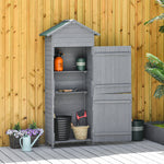 Wood Garden Storage Shed Tool Cabinet With Felt Roof | Dark Gray