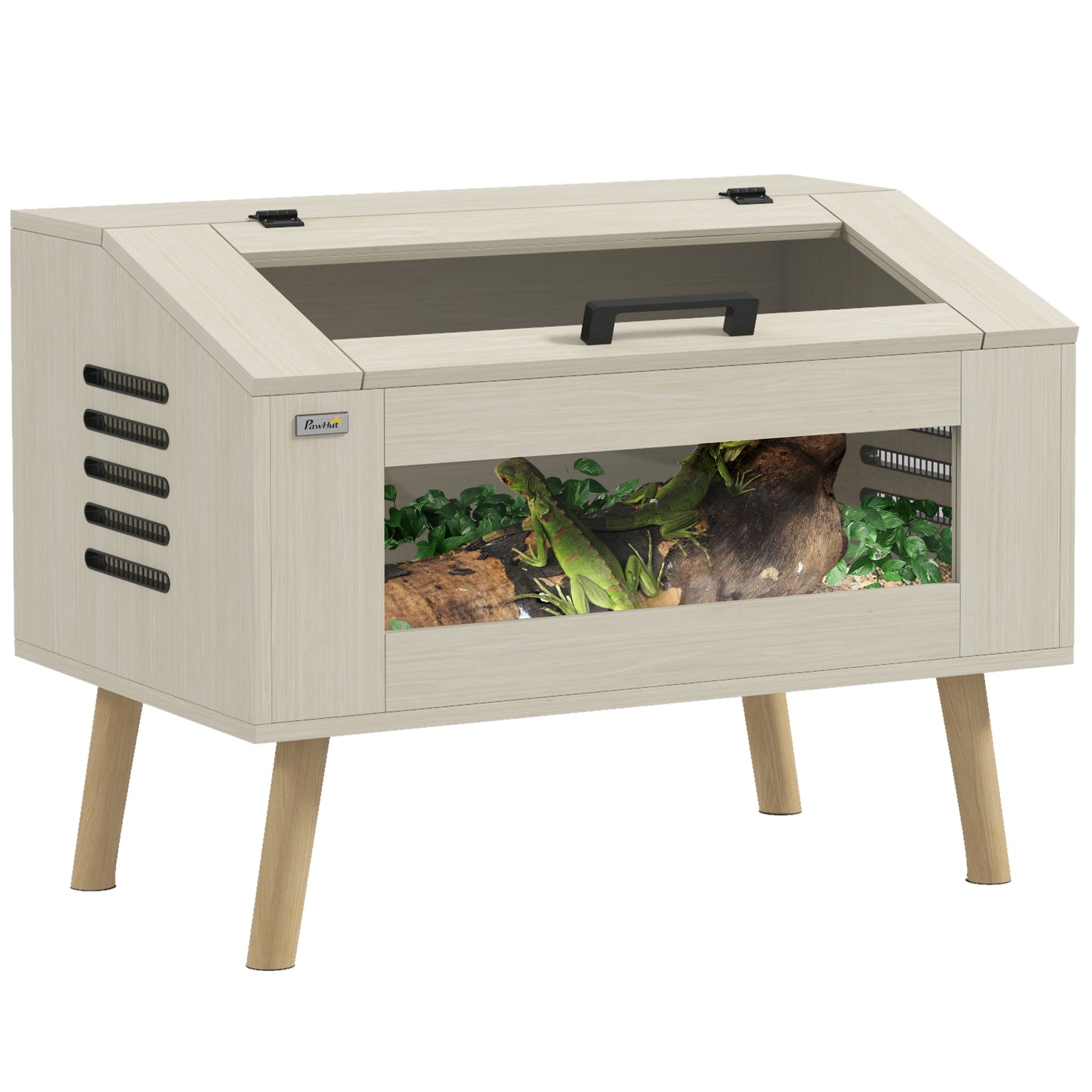 Reptile Terrarium, Snake Vivarium With Tempered Glass Windows | Brown