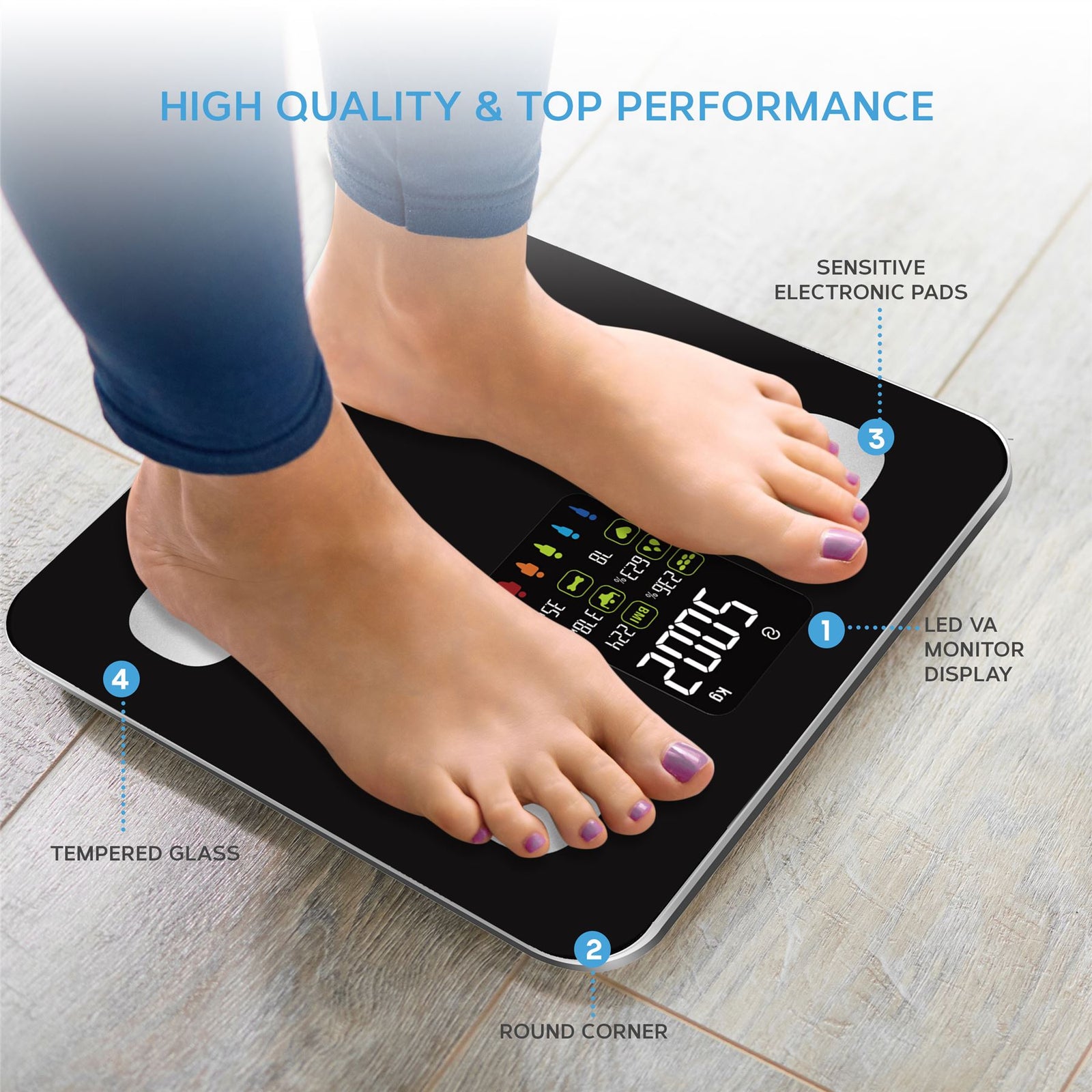 Smart Body Fat Bathroom Scale Monitor 15 Compositions Free App