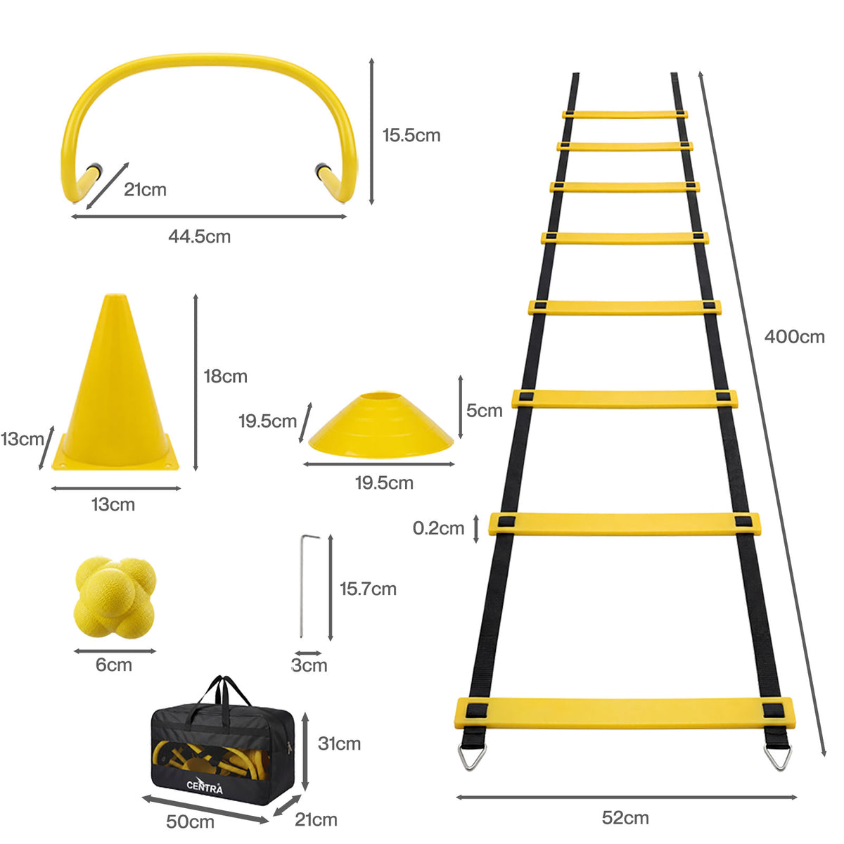 Centra Football Training Equipment Agility Ladder Training Kit Speed Cones
