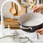 KitchenAid Cookware Coloured Aluminium Covered Skillet With 2 Handles, 24cm, Matt Black