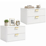 2pcs Modern Floating Nightstands,  2 Drawers Bedside Tables | White