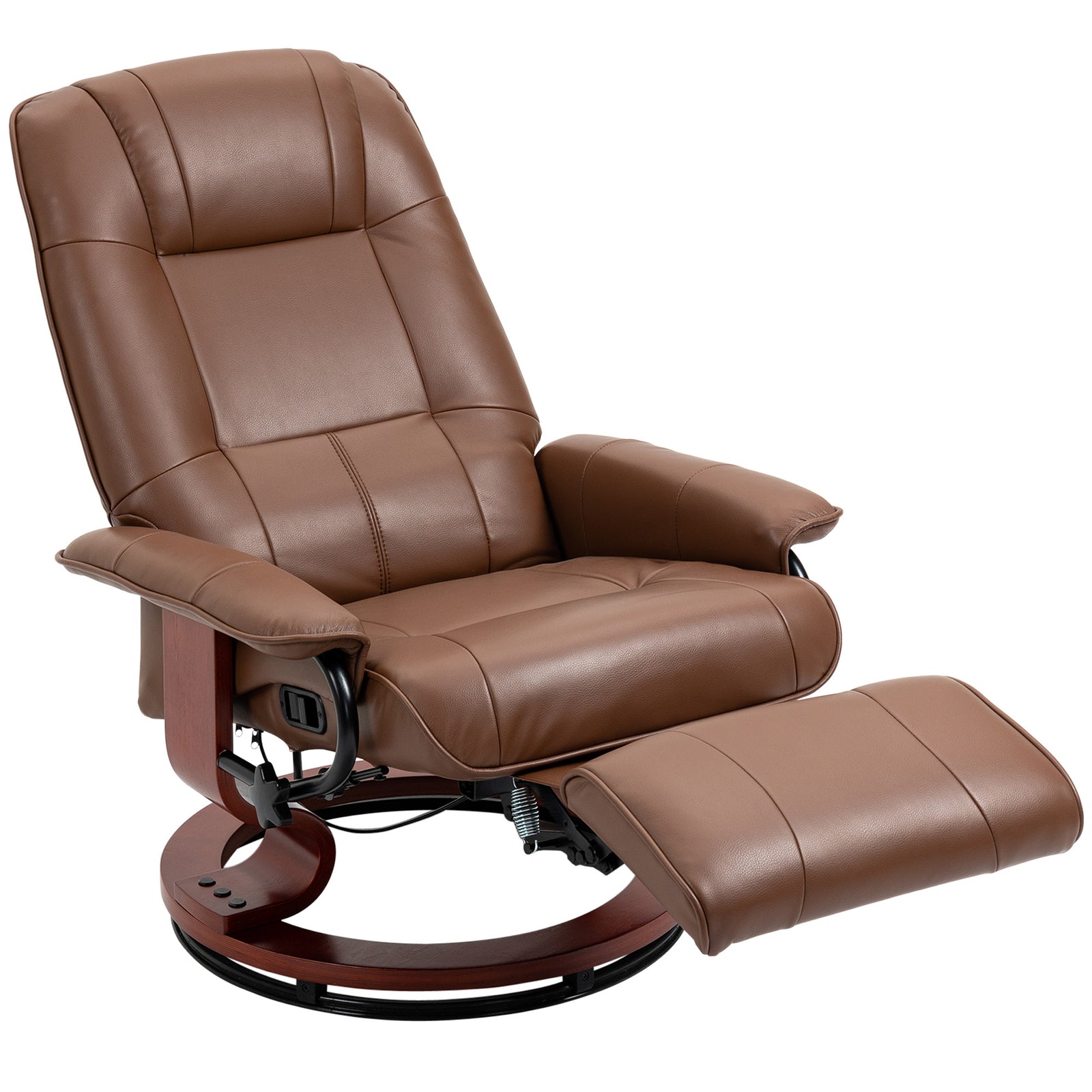 Ergonomic Office Recliner Chair Pu Leather Armchair Lounger | One Size | Brown