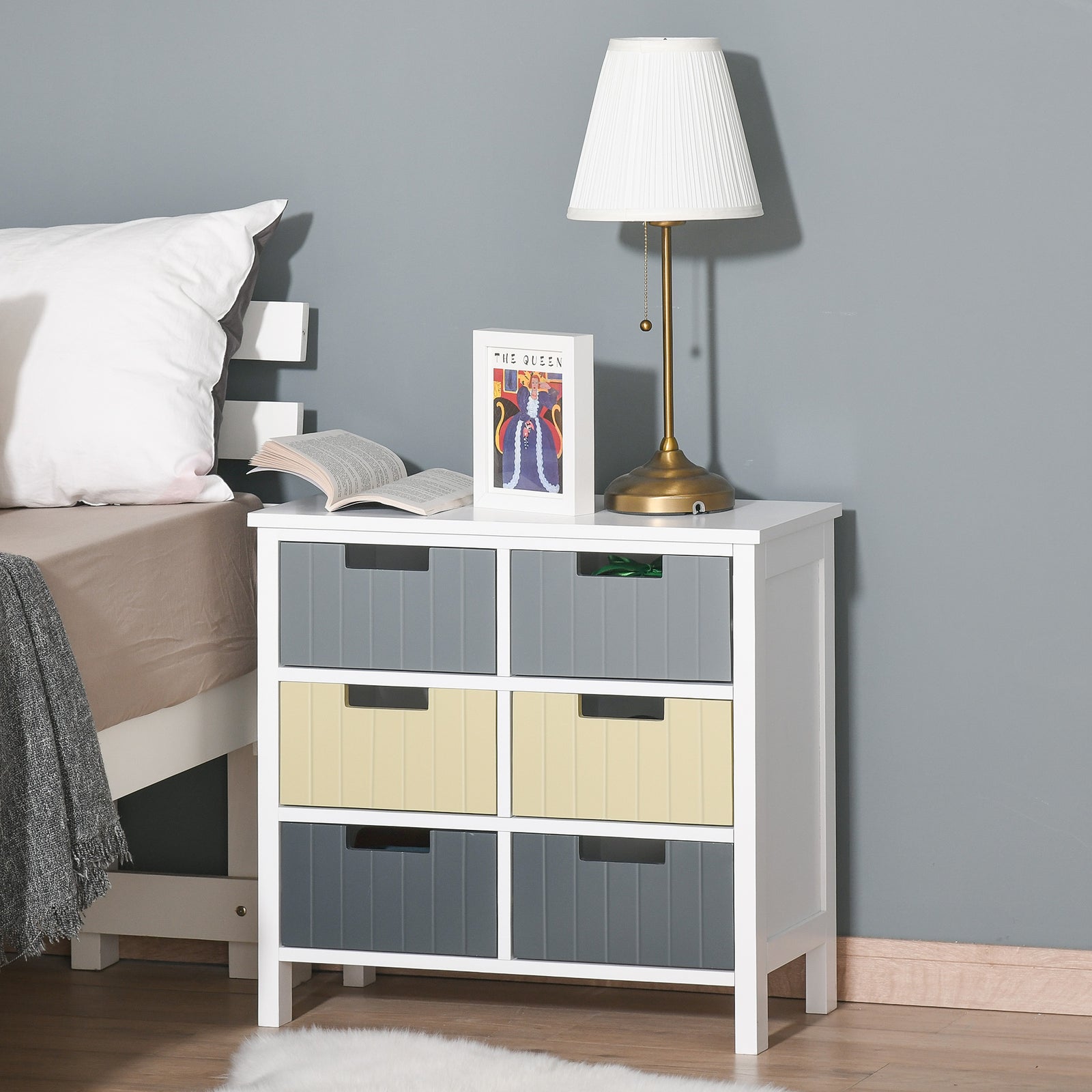 Simple Chest Of 6 Drawers Storage Cabinet For Dining Room