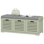 3-door Shoe Storage Bench Cushion Seat Slatted Doors | Green