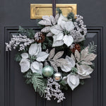 HOMESCAPES Mint Green & Silver Christmas Wreath