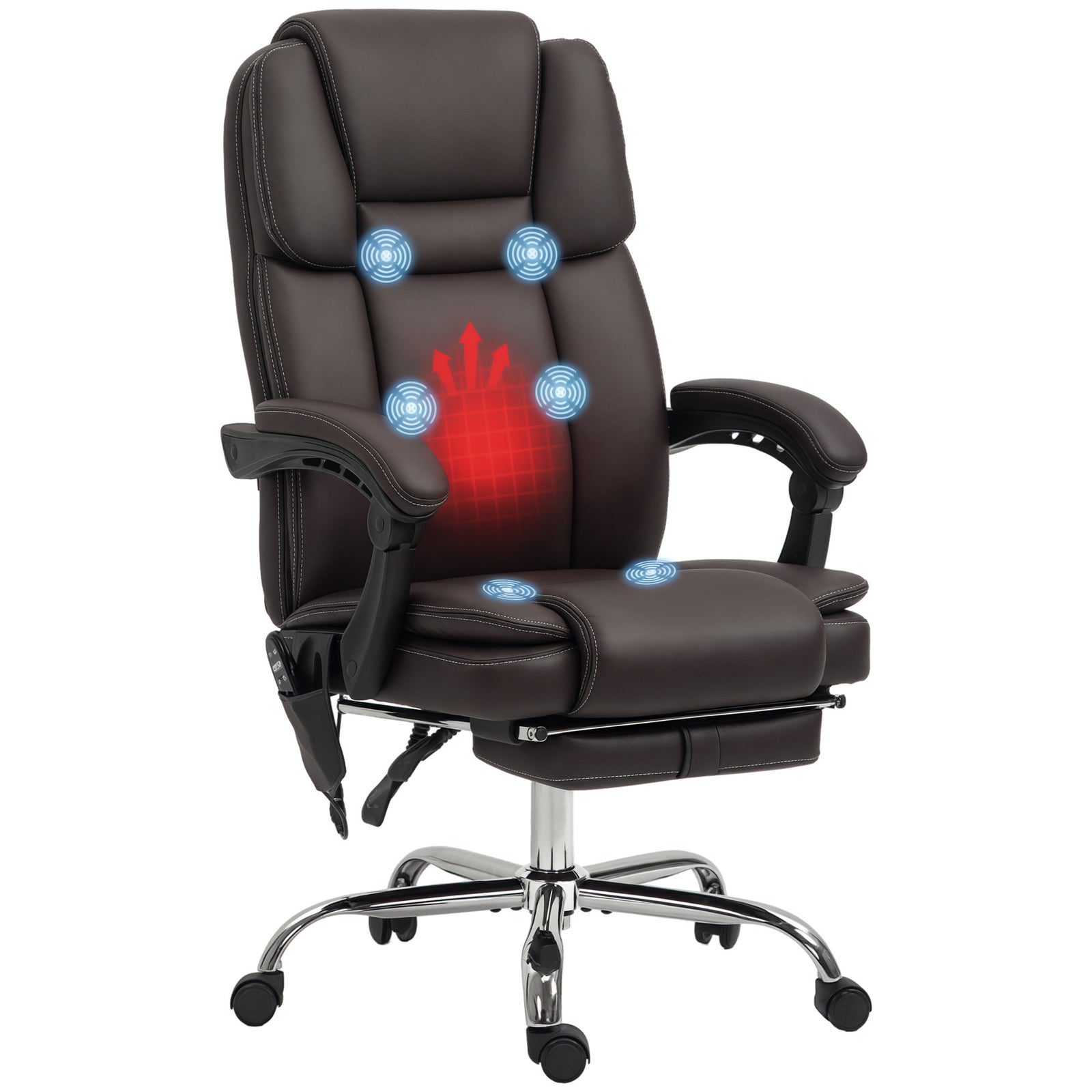 Massage Office Chair, Pu Leather | Dark Brown
