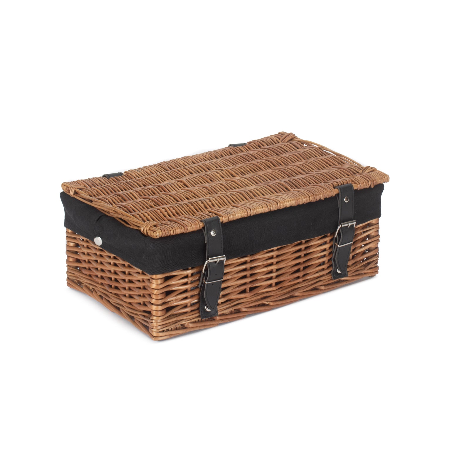 Wicker Double Steamed 35cm Empty Hamper Basket | Black