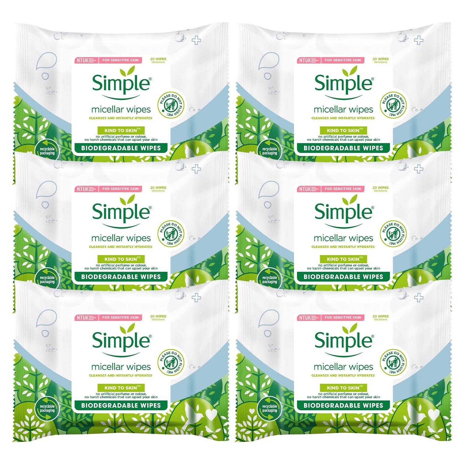Biodegradable Micellar Wipes With Glycerin & Pro-vitamin B5 | Set-of-6