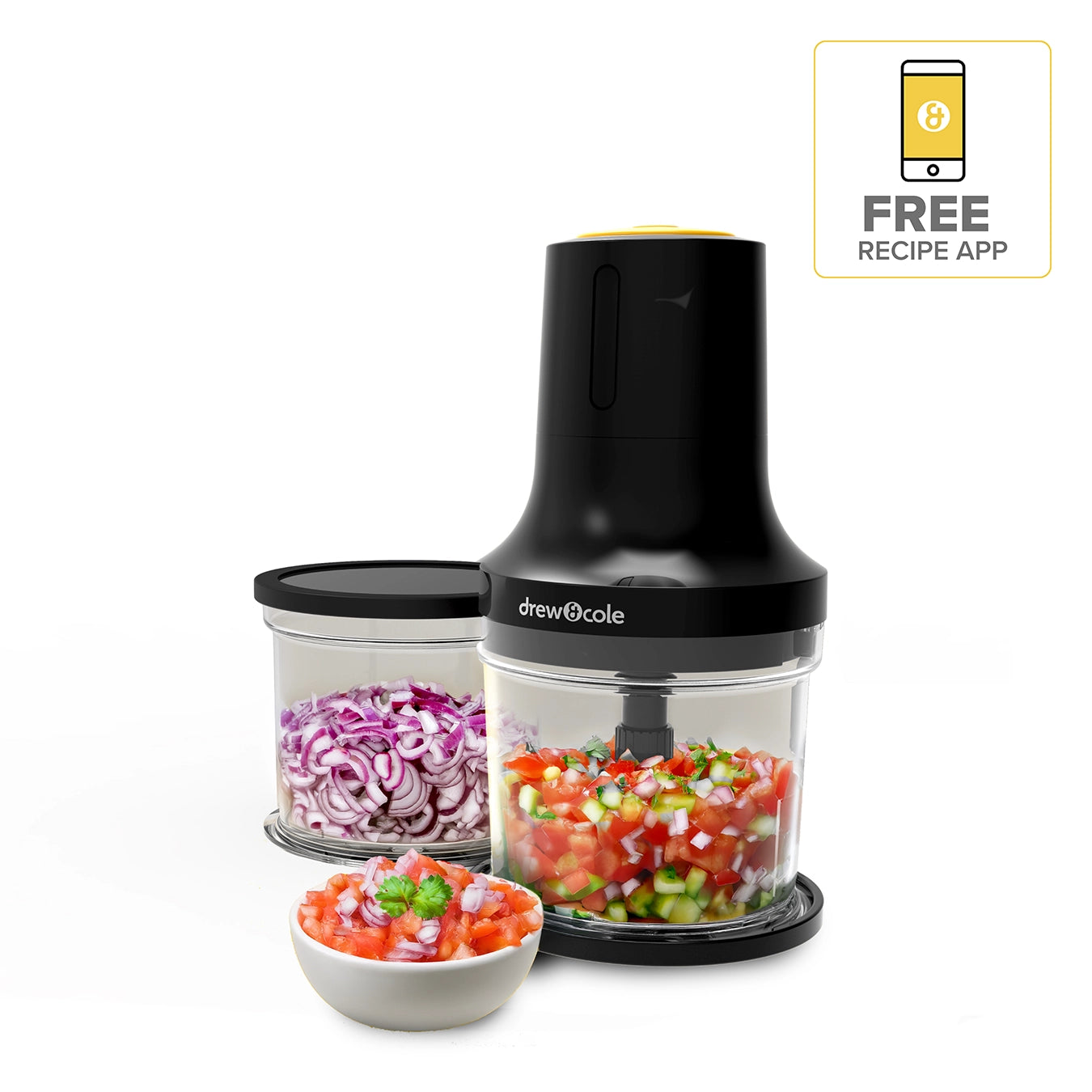 Drew&Cole 5 Second Clever Chop - 3 In 1 Chopper, Dicer & Puree Maker