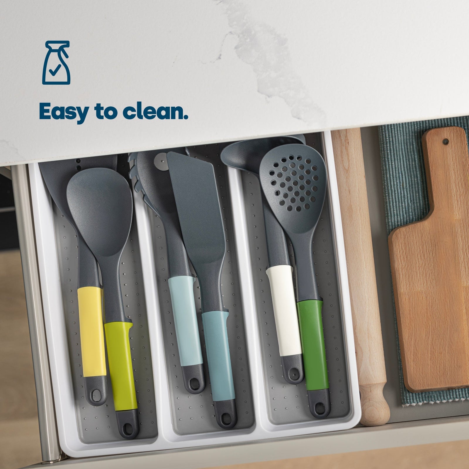Non-slip White Utensil Tray